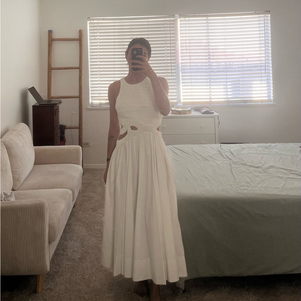 Aje Ivory Sequin Sleeveless Dress